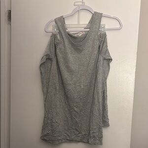 Pink Republic Gray Scoop Neck Cut Out Shoulder Top